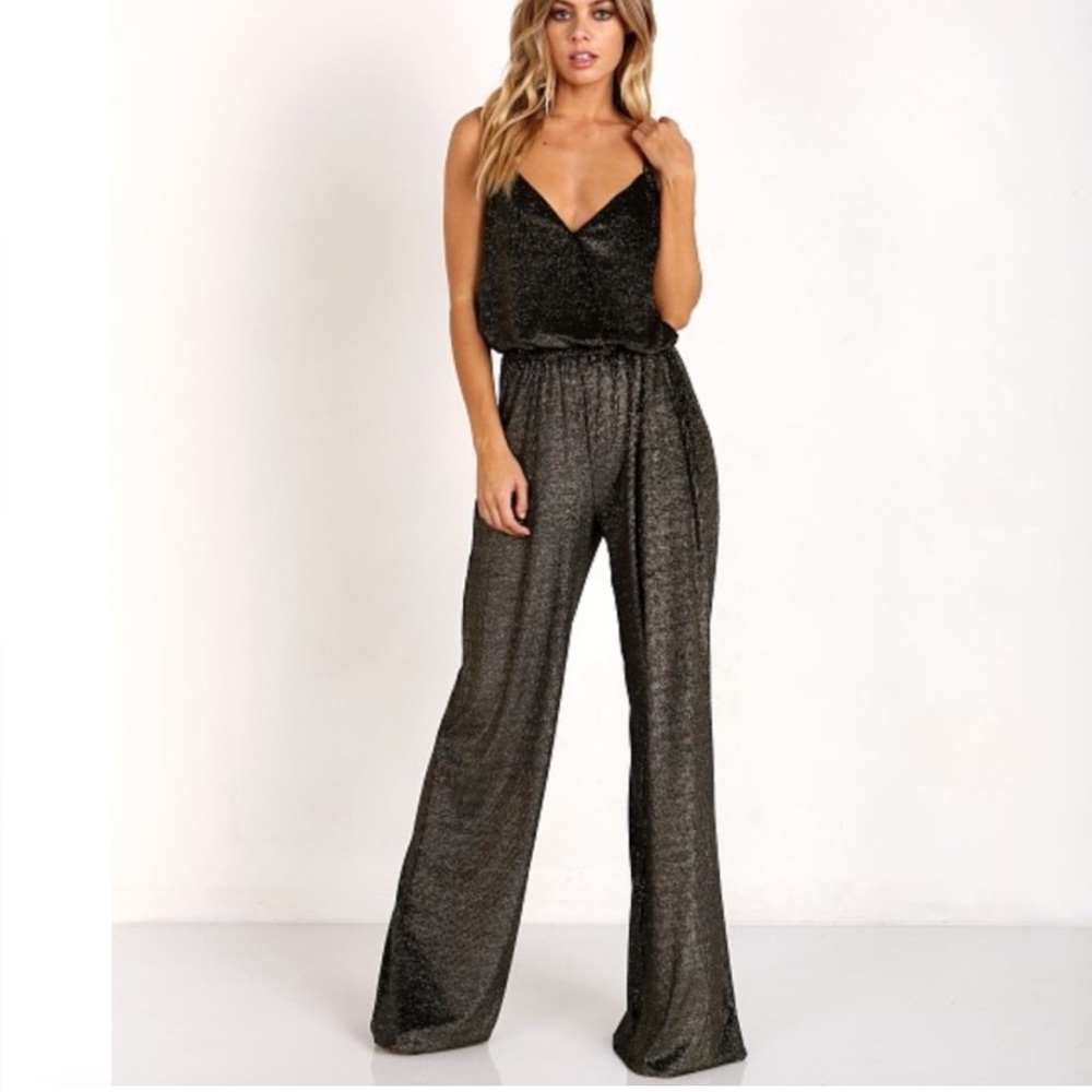 Show Me Your MuMu Black Gold Glitter Stripe Jagger
Golden Glam Velvet Jumpsuit S